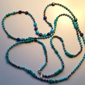 OPULENZA Sterling and Turquoise Multi Bead Necklace